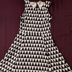 Geo-Print Black & White Skater Dress